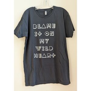 American Apparel "Blame It On My Wild Heart" Graphic T-shirt Dark Gray Mens Sz M